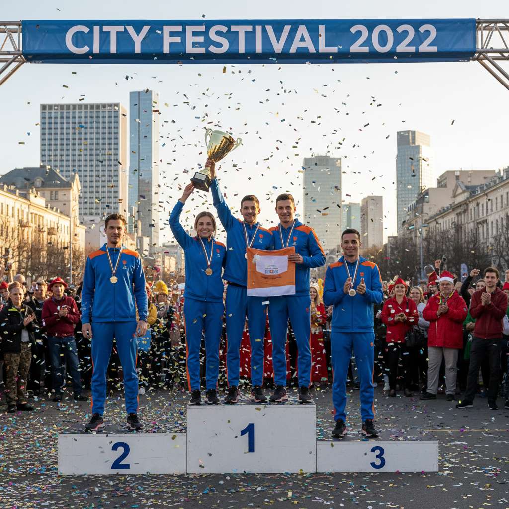Relay team
              on podium at city festival 2022