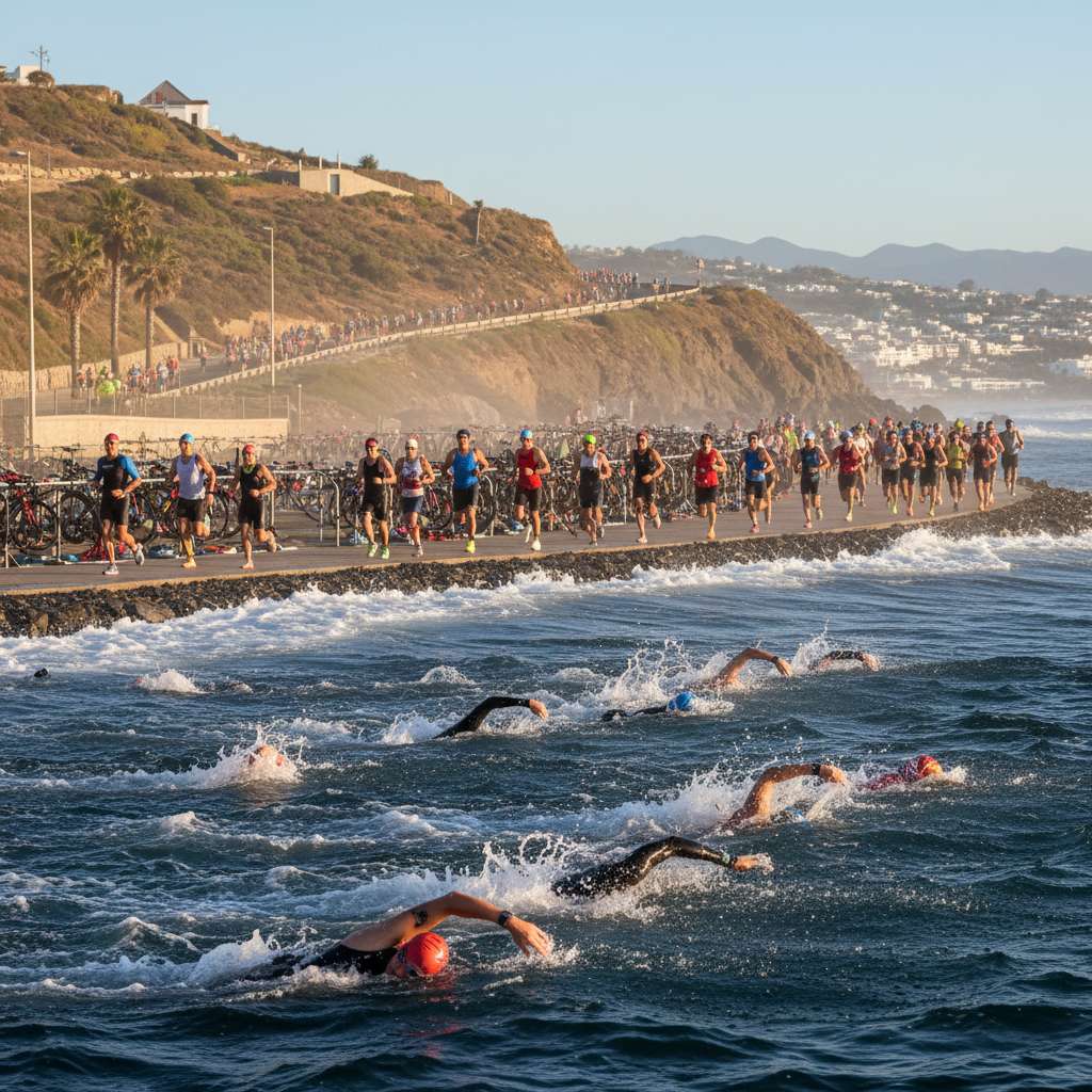Triathlon
              athletes in action